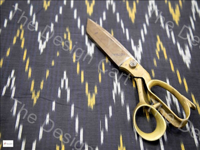 Black Yellow & White Chevron Design Cotton Ikat Fabric - The Design Cart (604054880290)