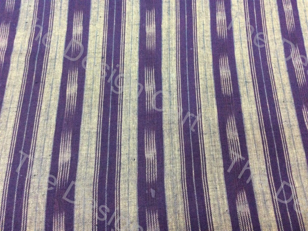 violet-white-straight-stripe-design-cotton-ikat-fabric