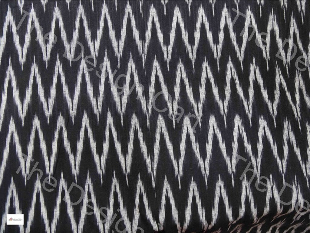 Black White Chevron Design Cotton Ikat Fabric (604053045282)