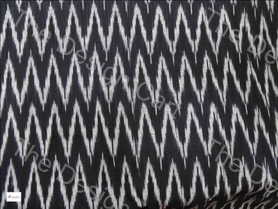 Black White Chevron Design Cotton Ikat Fabric (604053045282)