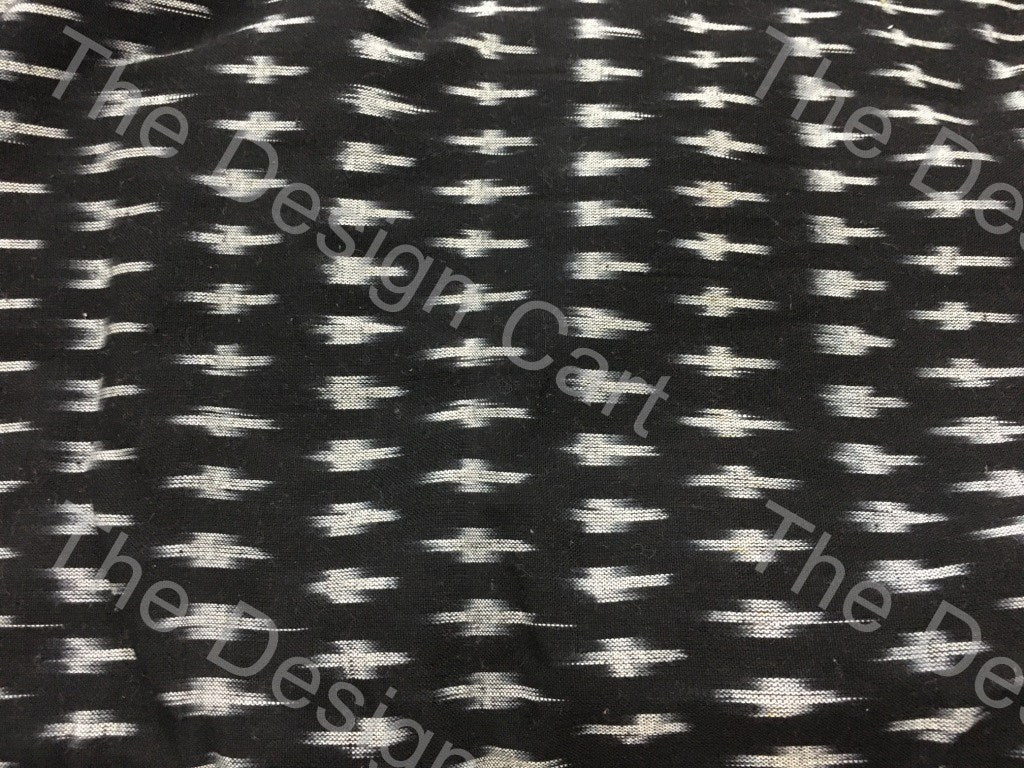 black-white-pixel-star-design-cotton-ikat-fabric