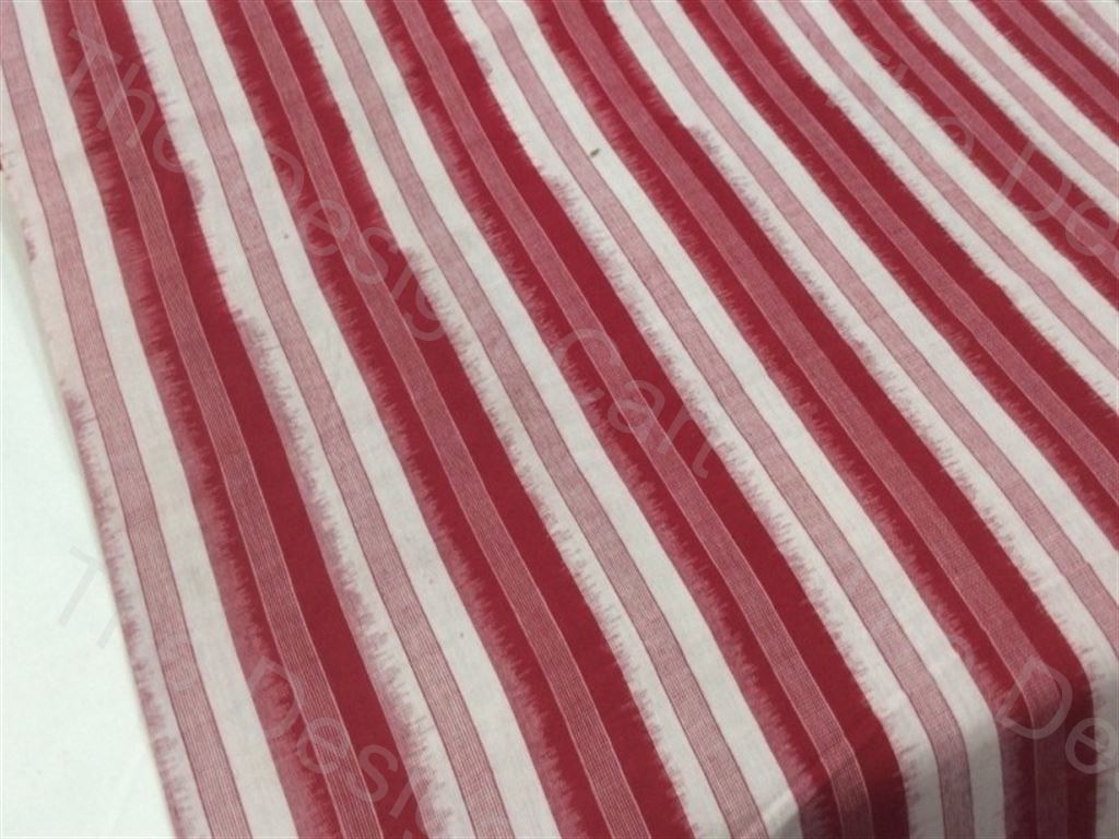 Red White Stripes Design Cotton Ikat Fabric (1374834917410)