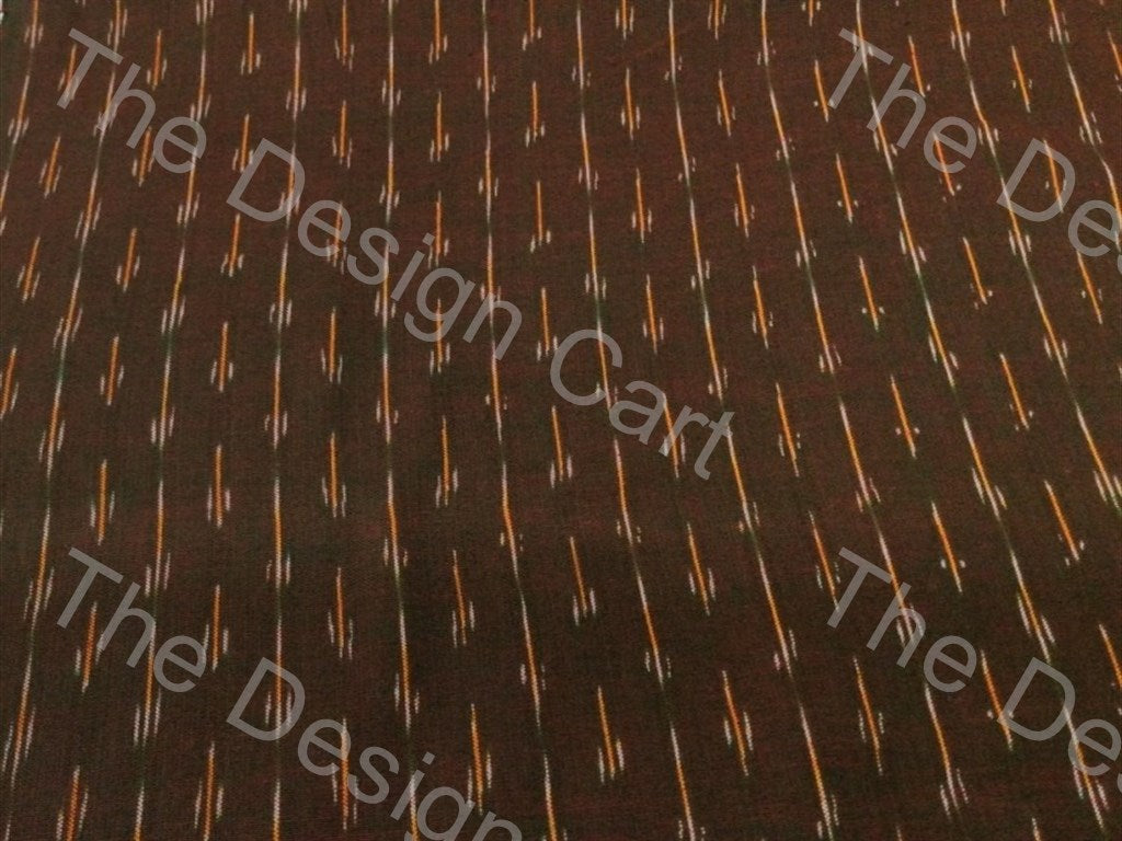 brown-pixel-lily-design-cotton-ikat-fabric