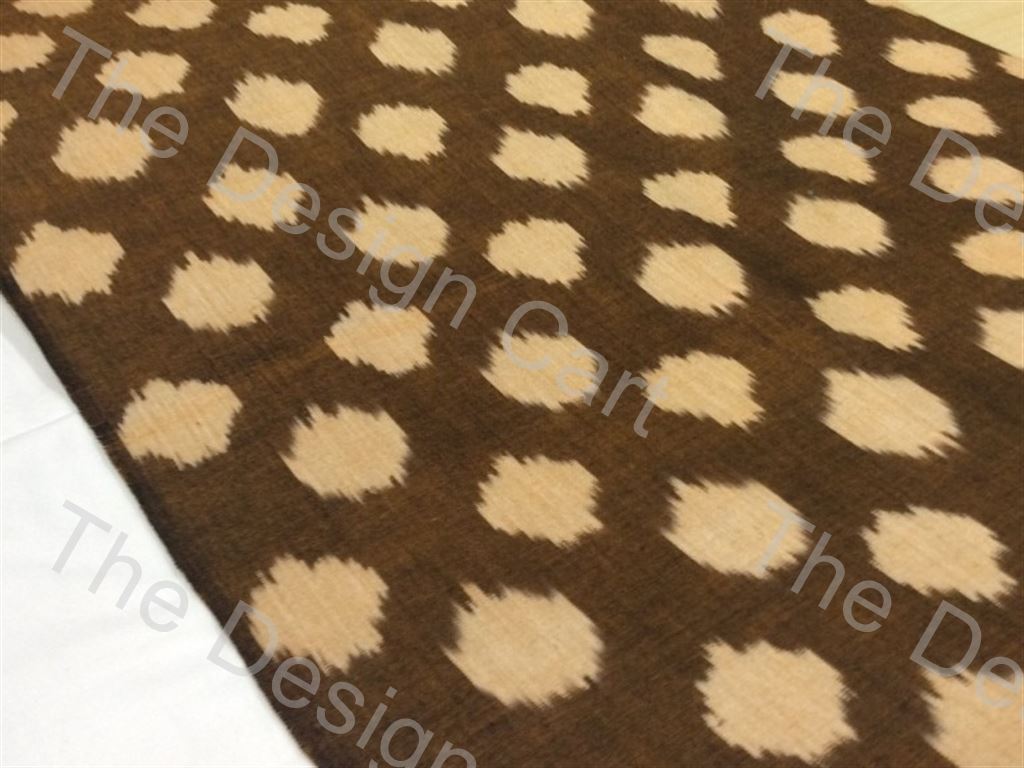 Brown Peach Pixel Dents Design Cotton Ikat Fabric (630107406370)