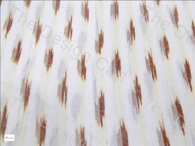 White Brown Faded leaf Design Cotton Ikat Fabric - The Design Cart (604054028322)