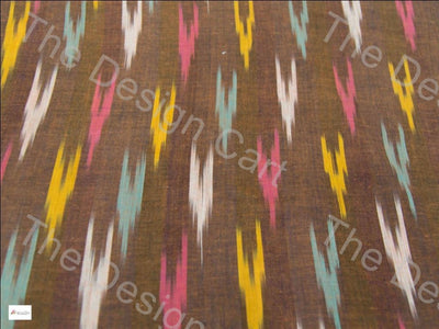 brown-multicolour-arrow-design-cotton-ikat-fabric