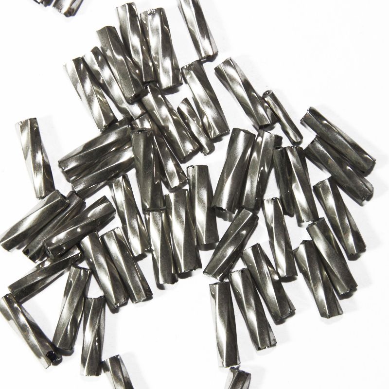 Gun Metal Twisted Glass Beads - 12 mm