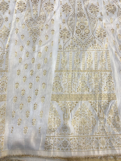 White Dyeable Banarasi Kali Viscose Dola Silk Fabric