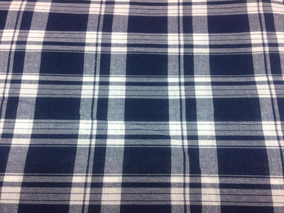 Navy Blue Check Yarn Dyed Cotton Fabric