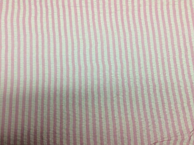 Pink & White Stripes Seersucker Cotton Fabric