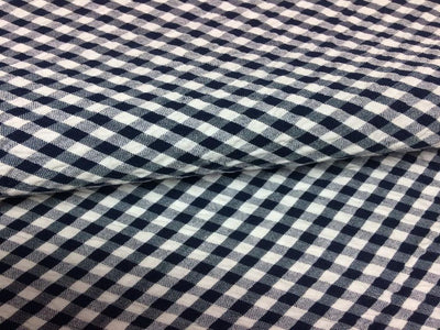 Blue & White Check Seersucker Cotton Fabric