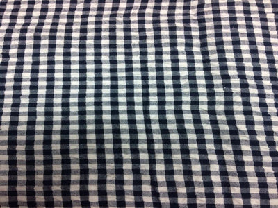 Blue & White Check Seersucker Cotton Fabric