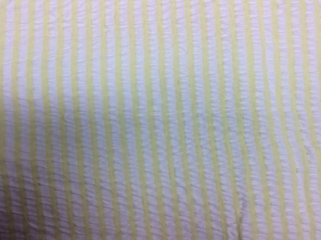 Yellow & White Stripe Seersucker Cotton Fabric