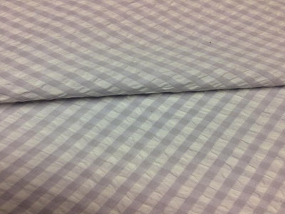 Purple & White Check Seersucker Cotton Fabric