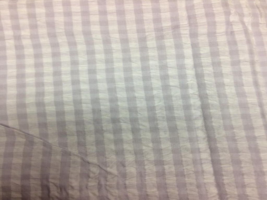 Purple & White Check Seersucker Cotton Fabric