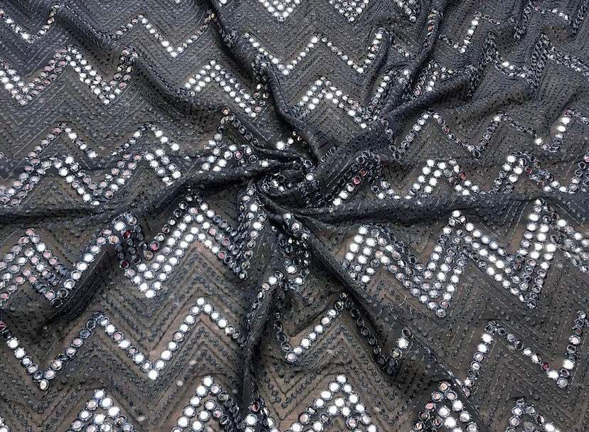 dark-grey-chevron-mirror-work-embroidered-viscose-georgette-fabric