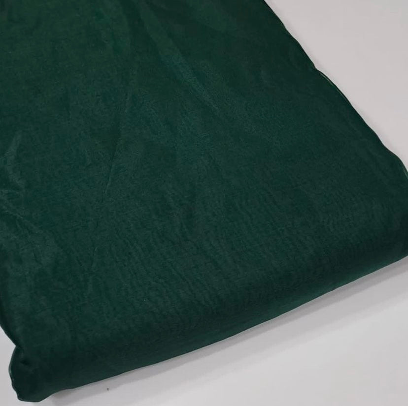 Timber Green Plain Nylon Organza Fabric