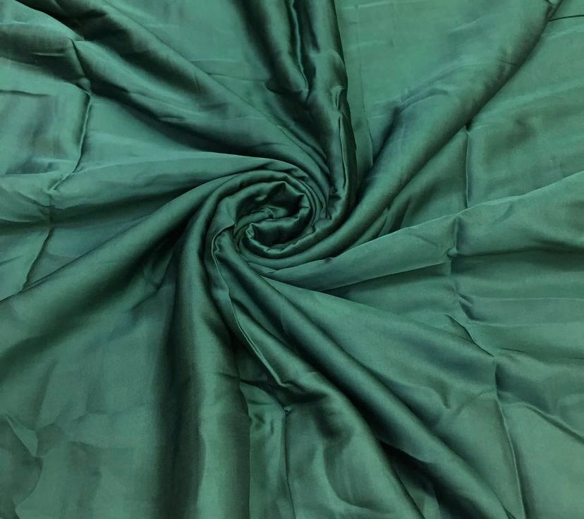 Bottle Green Plain Georgette Satin Fabric