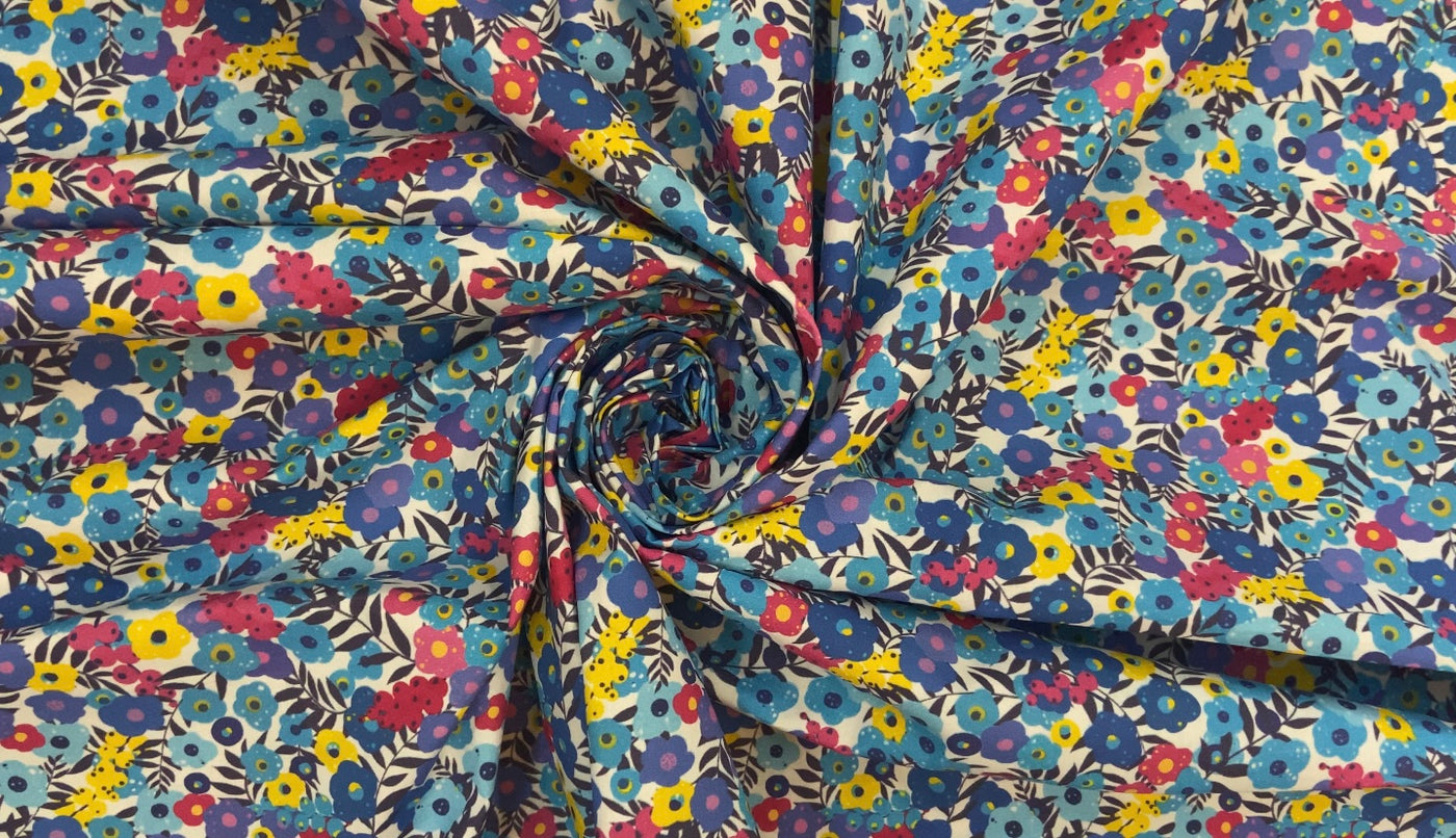 Multicolor Cotton Poplin Floral Digital Printed Fabric