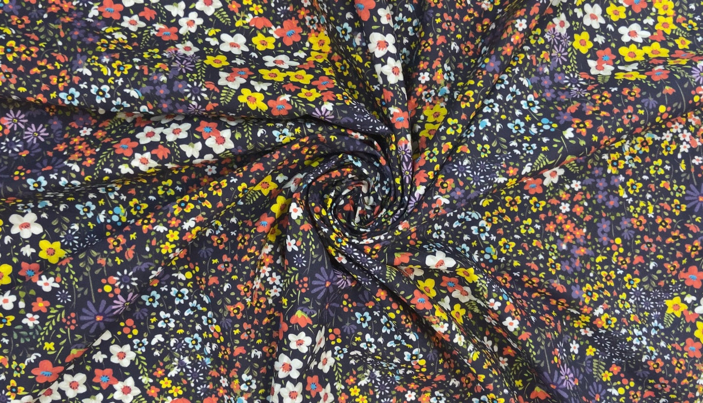 Multicolor Cotton Poplin Floral Digital Printed Fabric