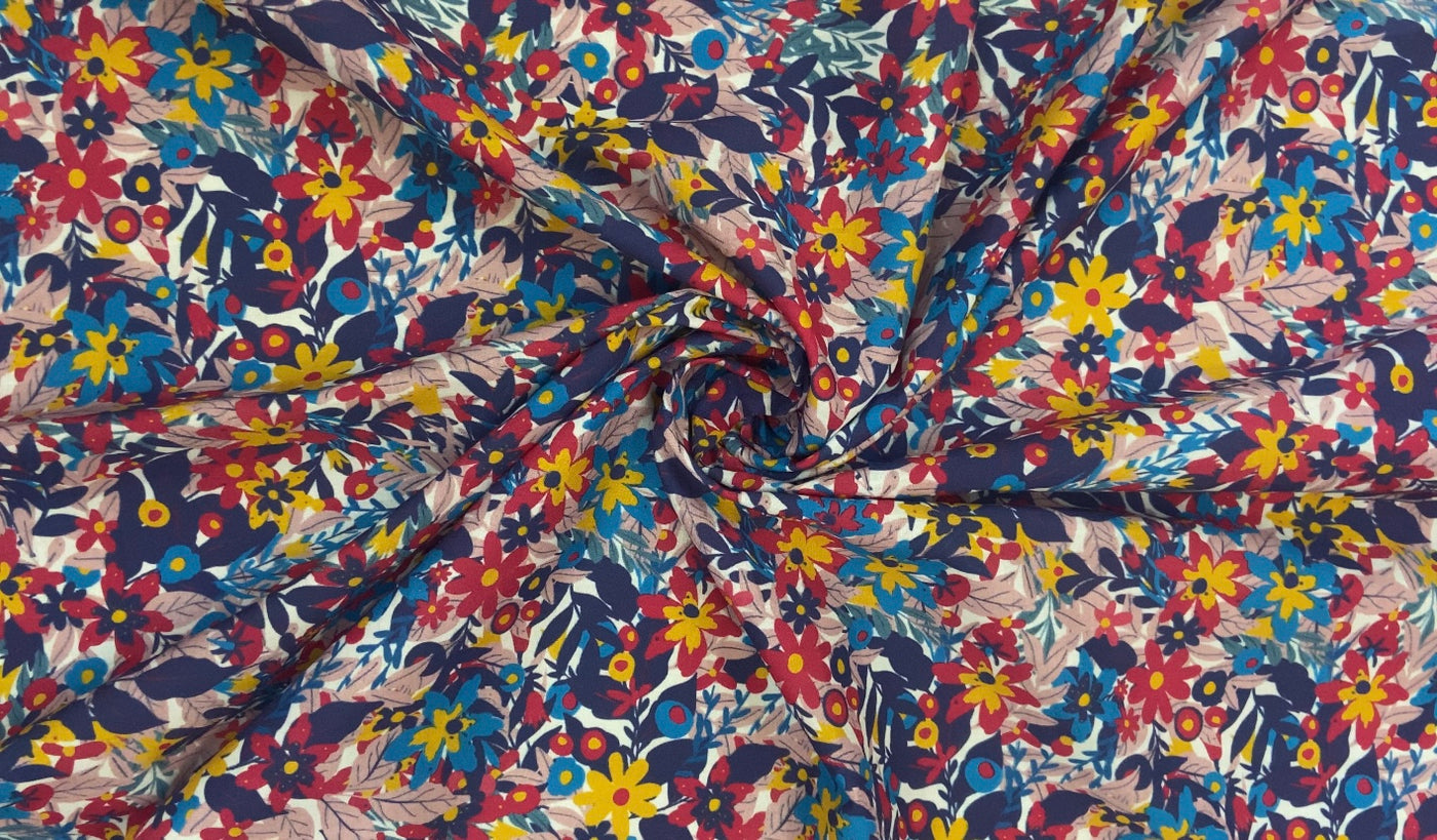 Multicolor Cotton Poplin Digital Printed Fabric