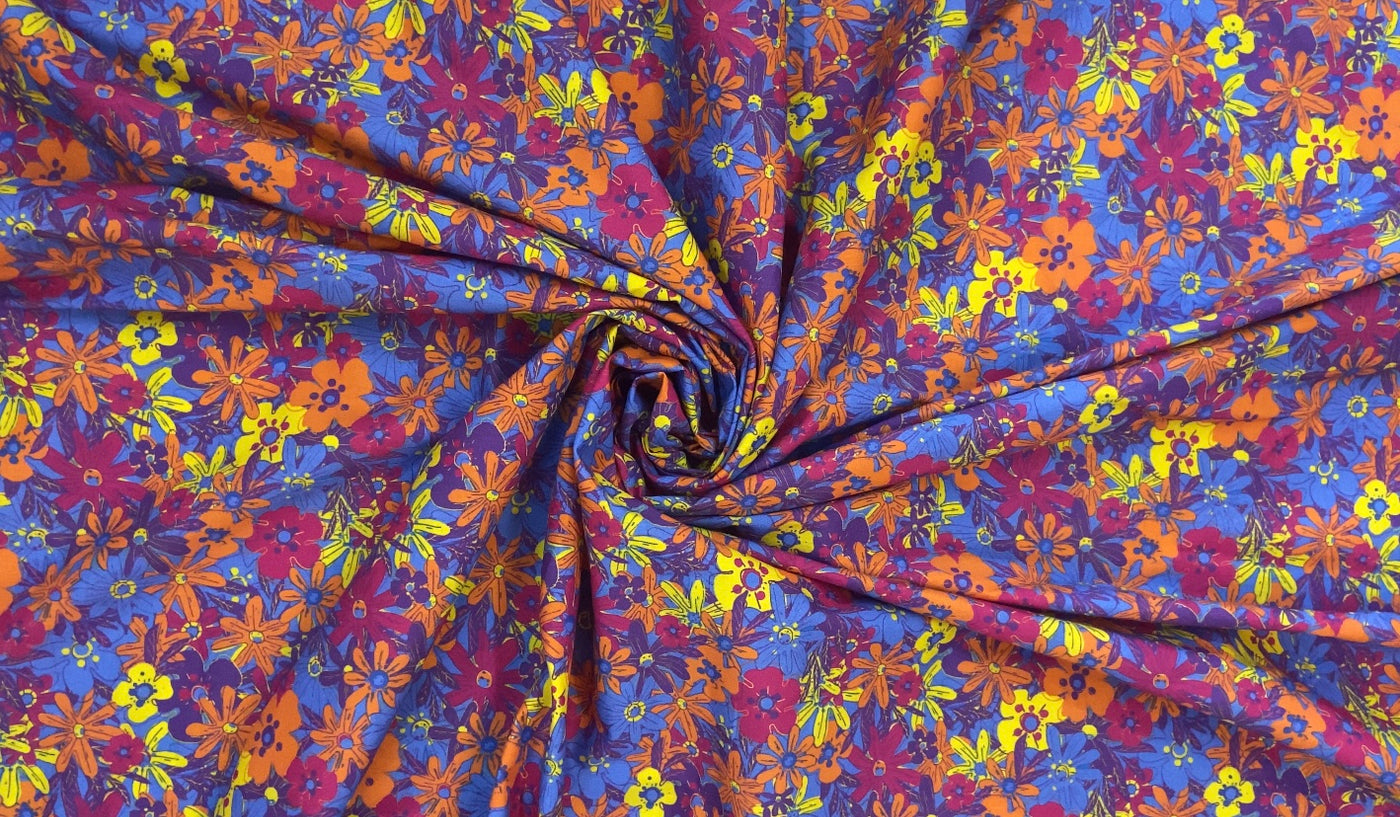 Multicolor Cotton Poplin Floral Digital Printed Fabric