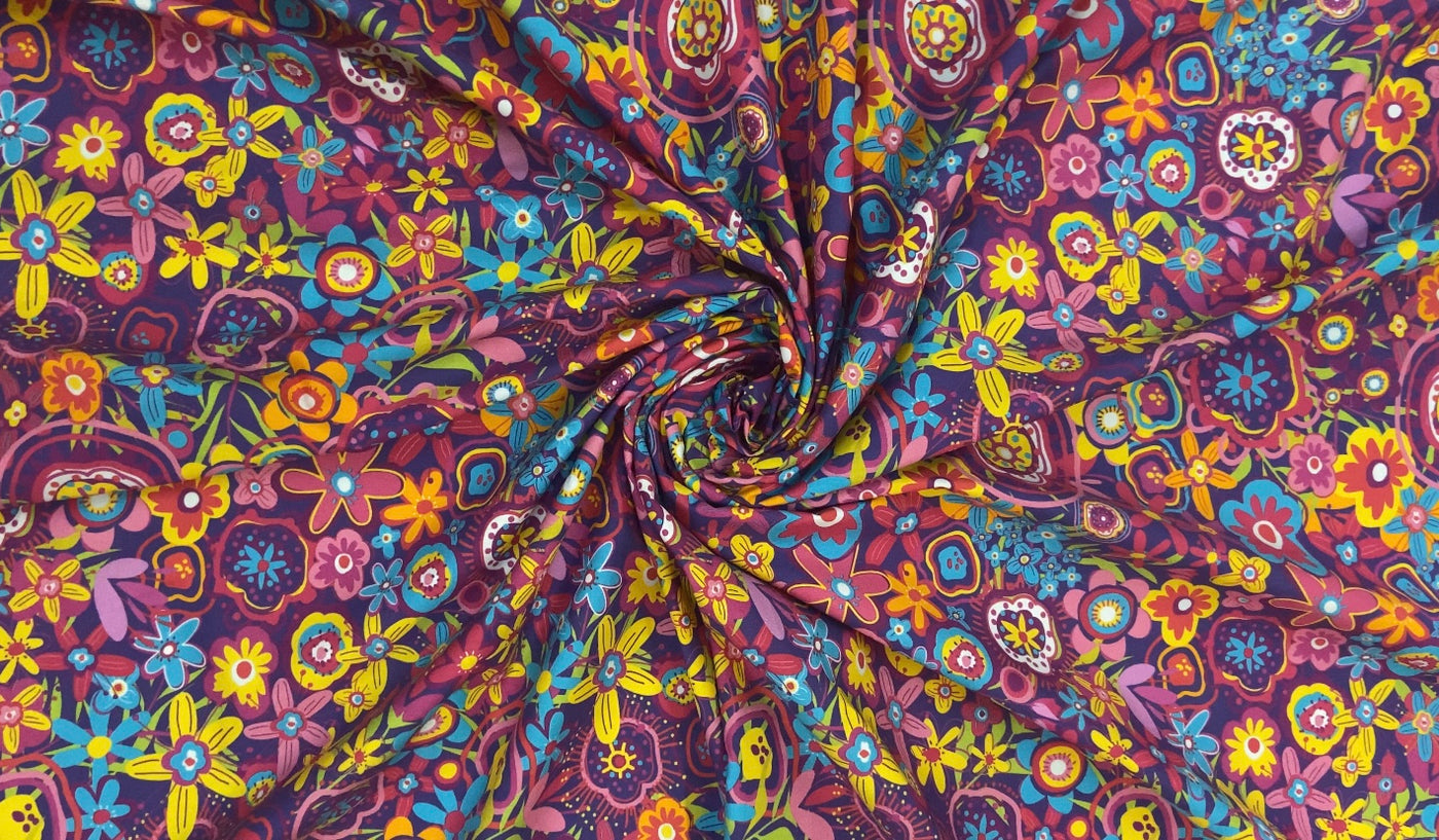 Multicolor Cotton Poplin Floral Digital Printed Fabric