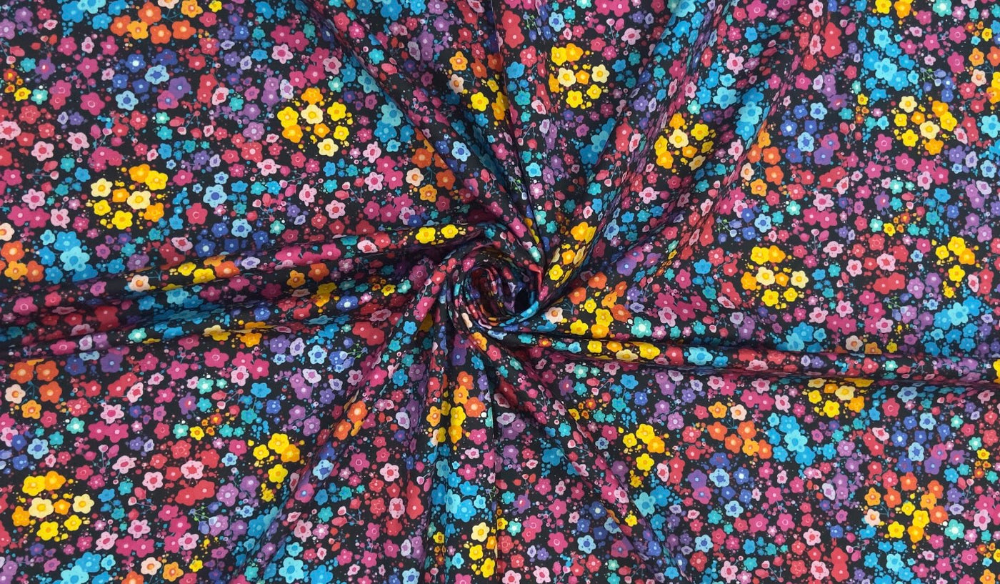 Multicolor Cotton Satin Floral Digital Printed Fabric