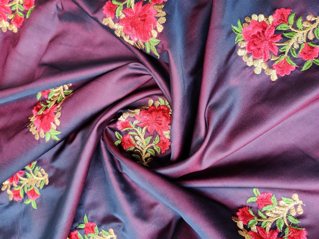 maroon-embroidered-floral-taffeta-silk-fabric-sa-s158