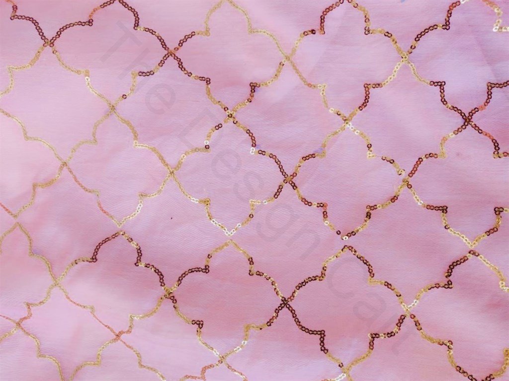 Pink Geometric Design Chanderi Silk Fabric (1772171886626)