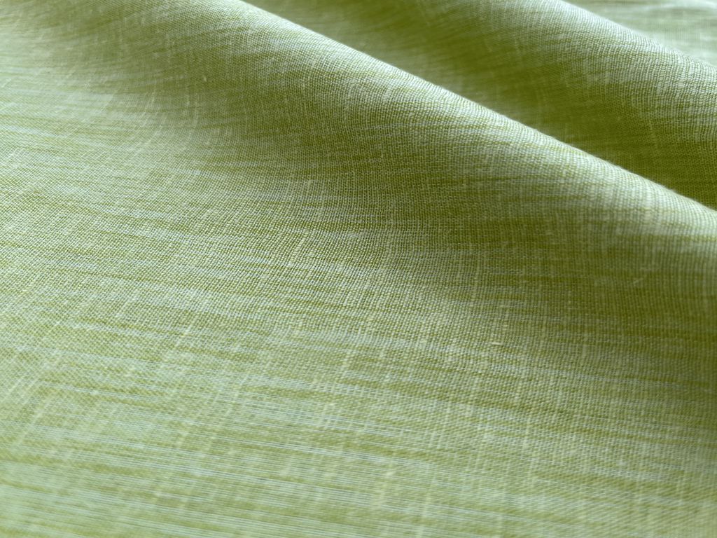 Green Self Textured Linen Fabric