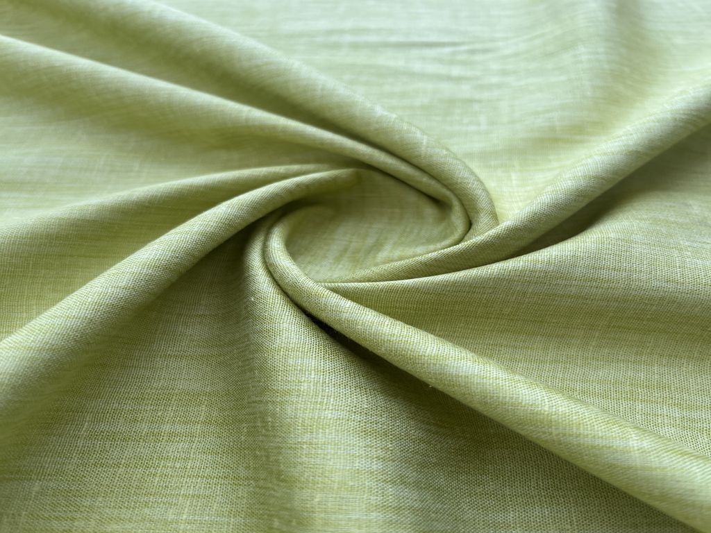 Green Self Textured Linen Fabric