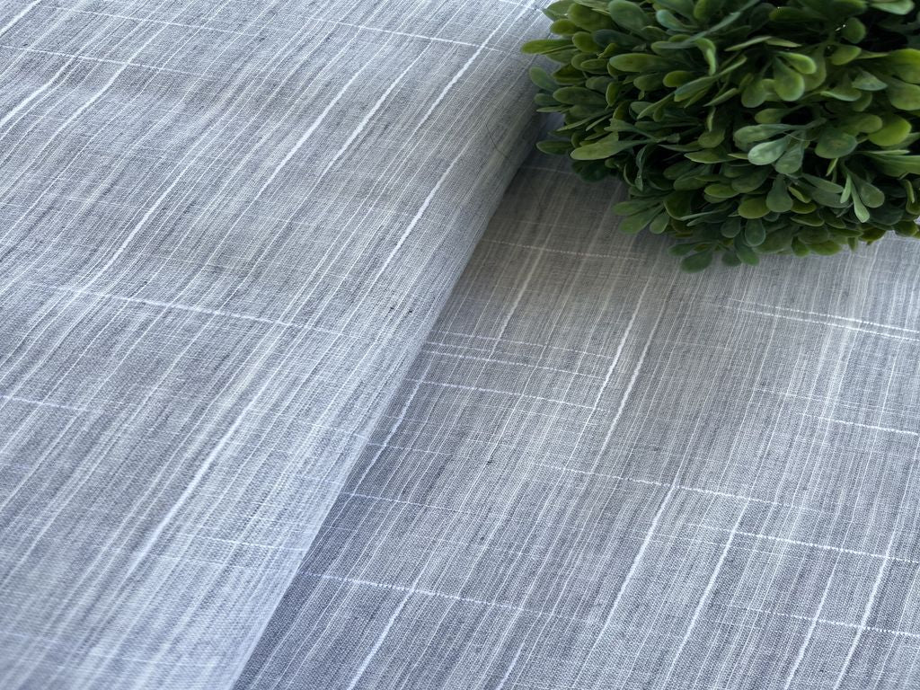 Grey Textured Linen Fabric