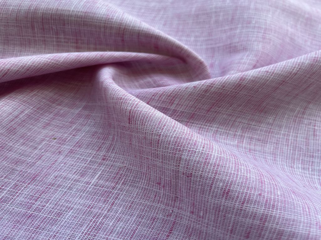 Pink Self Textured Linen Fabric