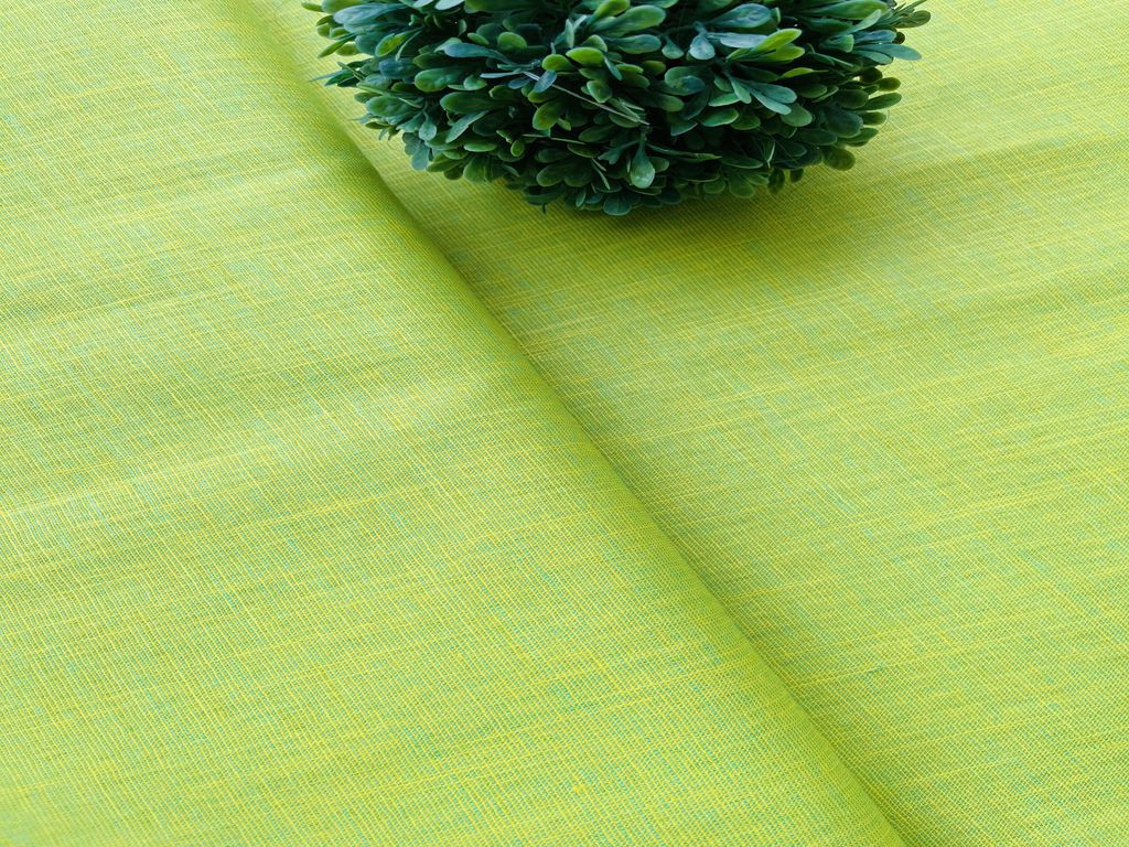 Green Yellow Textured Linen Fabric