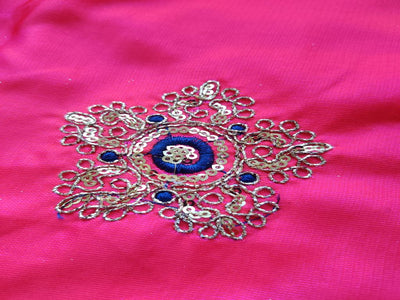 bright-pink-golden-dori-and-sequins-flowers-embroidered-taffeta-silk-fabric-1