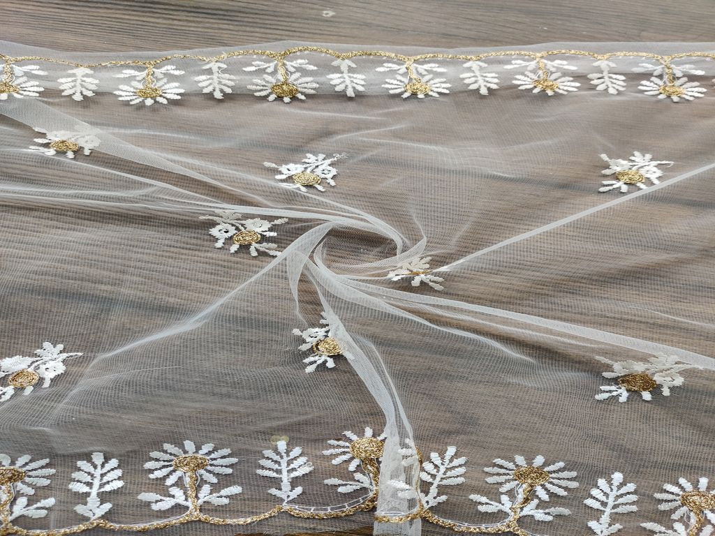 precut-2-35-metre-white-golden-dori-thread-embroidered-mono-net-fabric