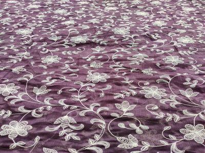 mauve-white-chikankari-flowers-embroidered-chanderi-fabric