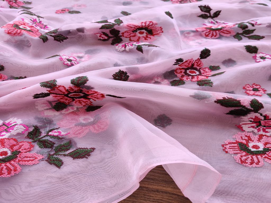 pink-flowers-thread-embroidered-organza-fabric