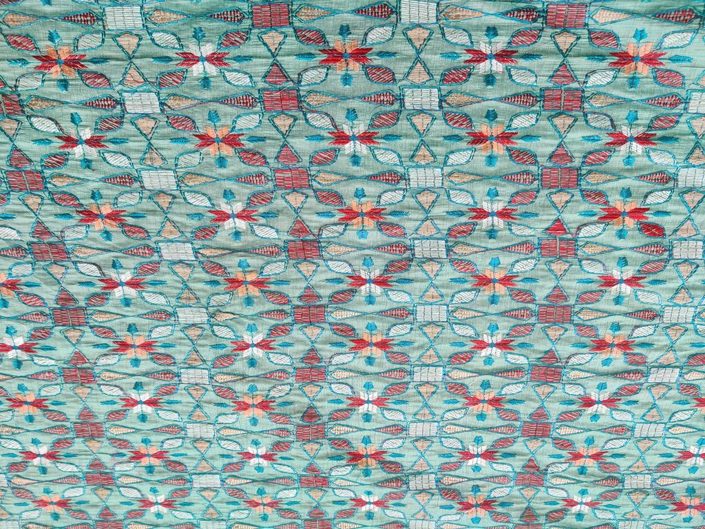 turquoise-blue-geometric-flowers-embroidered-kantha-work-chanderi-fabric