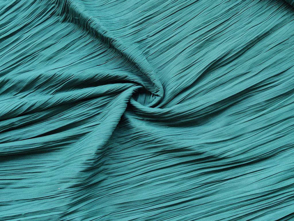 Bottle Green Plain Crushed Georgette Fabric - Main Image