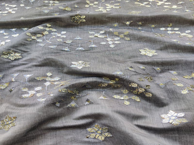 gray-foil-gota-flowers-embroidered-chanderi-fabric