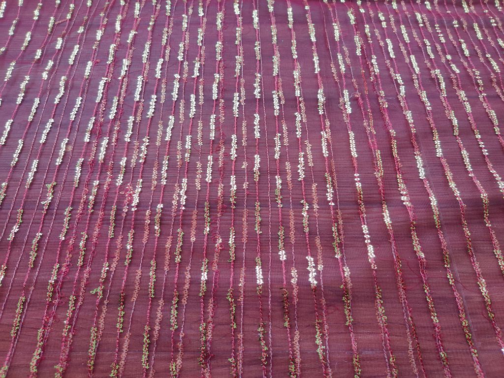 maroon-golden-sequins-stripes-embroidered-net-fabric