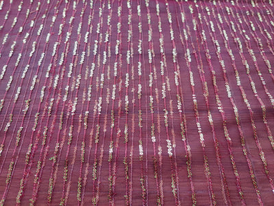 maroon-golden-sequins-stripes-embroidered-net-fabric