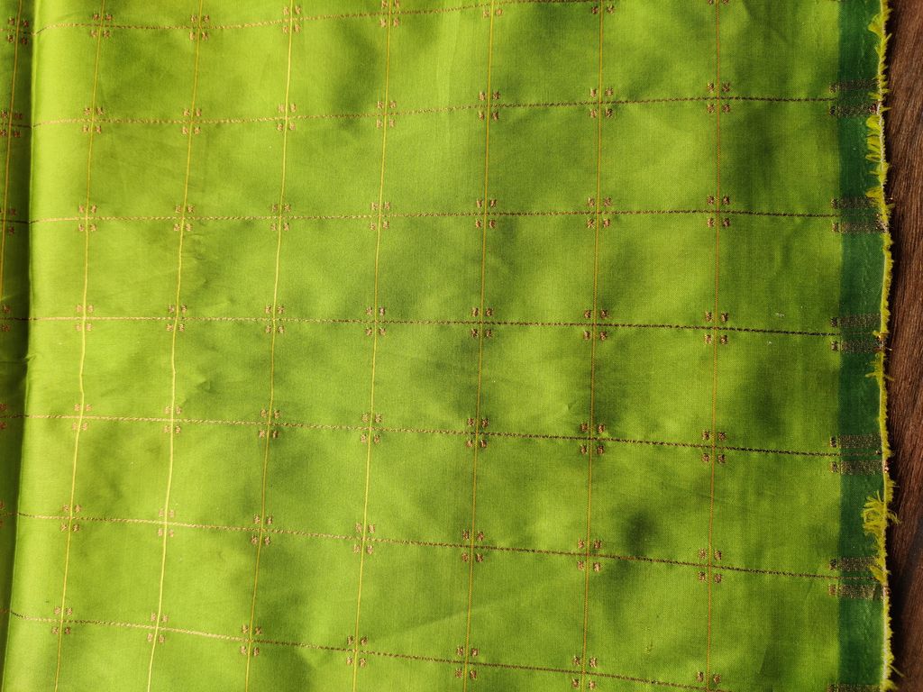 green-golden-weaved-checks-taffeta-silk-fabric