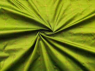 green-golden-weaved-checks-taffeta-silk-fabric