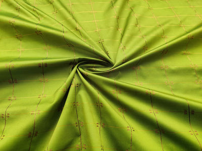 green-golden-weaved-checks-taffeta-silk-fabric