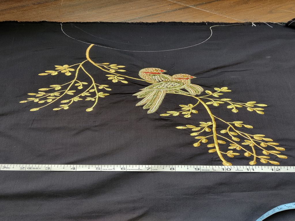 black-taffeta-silk-golden-bird-designer-handwork-patch