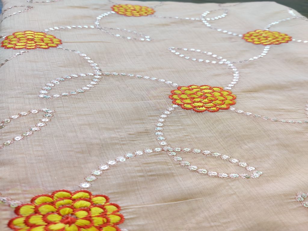 peach-with-silver-sequins-and-yellow-thread-embroidery-chanderi-fabric