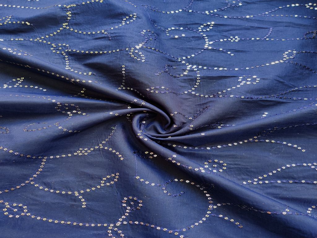 navy-blue-silver-sequins-embroidered-chanderi-fabric